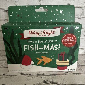 Merry & Bright 6 Piece Fish Decor Set Christmas NWT